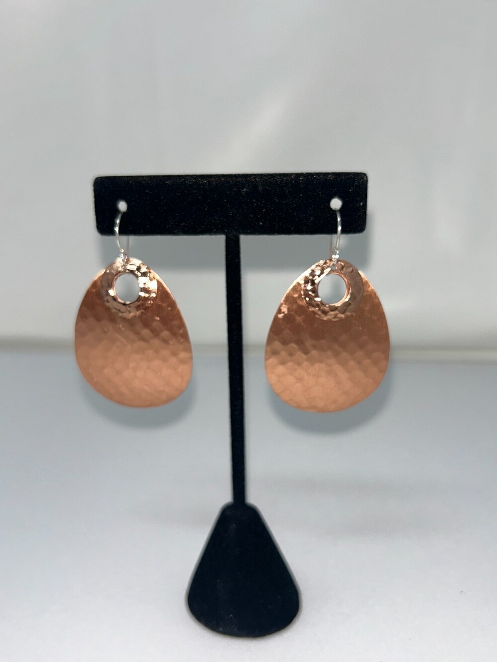 Vintage Estate Handcrafted dimpled copper teardrop earrings